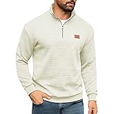 URRU Men's Quarter Zip Pullover Sweatshirt Mock Neck Long Sleeve Sweater Slim Fit Casual Polo Sweaters