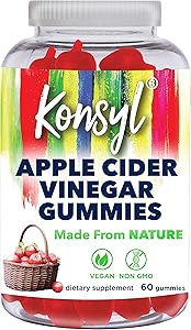 Konsyl Apple Cider Vinegar Gummies | Supports Immunity & Detox+ - Vegan, Non-GMO Dietary Supplement 60ct