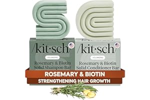 Kitsch Rosemary & Biotin Shampoo and Conditioner Set for Hair Growth - Strengthening, Thickening & Volumizing Shampoo and Conditioner Bar - Paraben, Sulfate & Silicone Free - Made in USA - 2 pack
