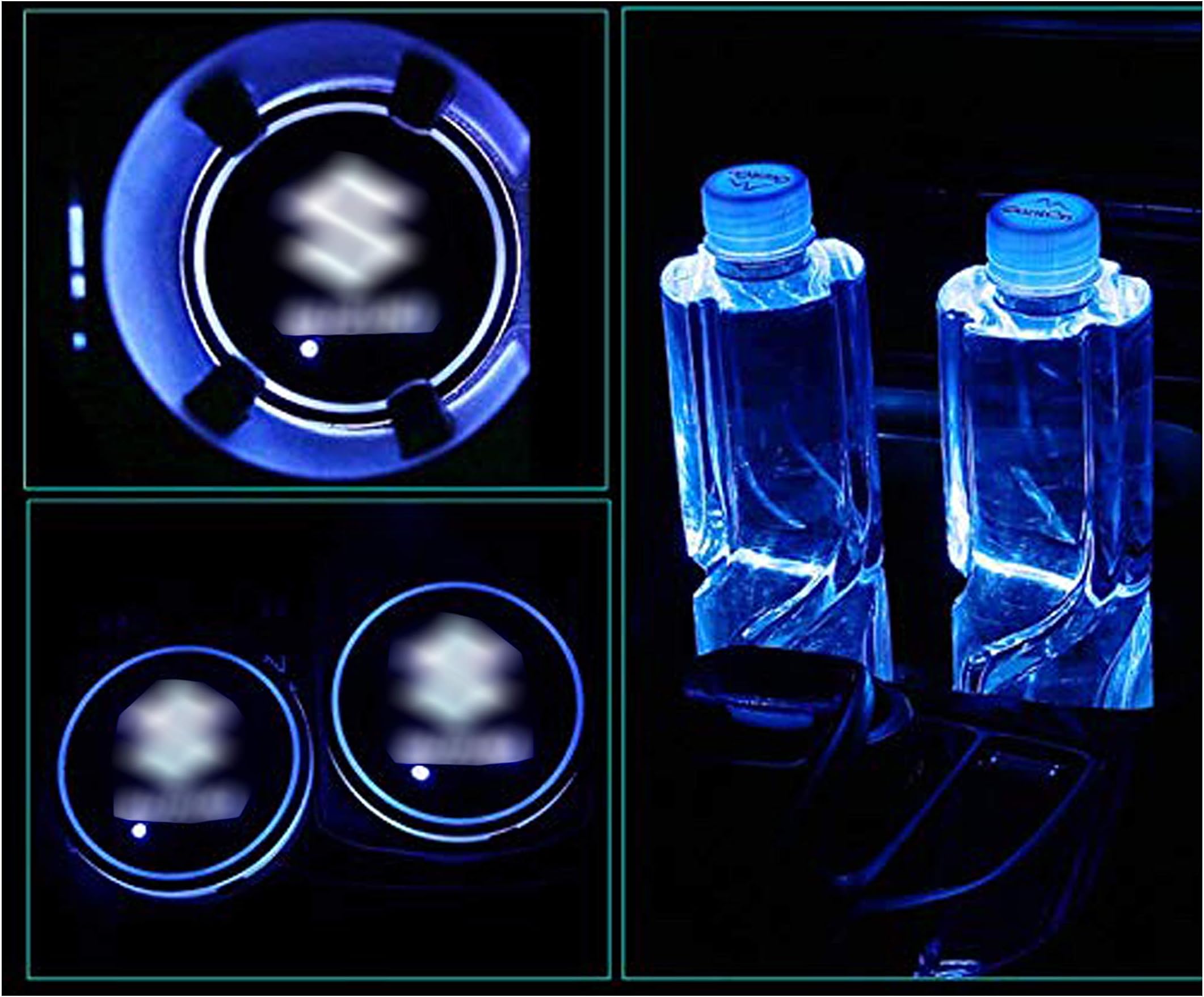 OnWheel Car LED Coaster Logo Cup Holder 7 Colors Changing Atmosphere Lamp for Suzuki - Set of 2 pcs