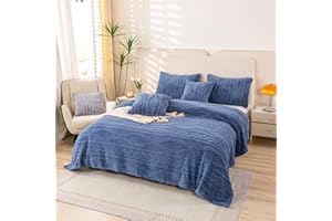 YUSOKI Sherpa Twin XL Blanket(Without Pillows)-3D Stylish Design Super Soft Blankets for Teen Girls Women Couch Bed Sofa Chair Men Boys Gift(Washed Blue,65"x90")