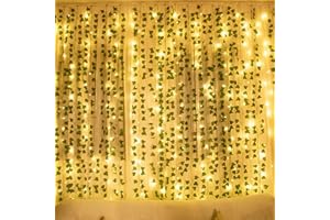 COOLUCK 84Ft 12 Pack Artificial Ivy Leaf Plants Vine with 80 LED String Light,Green Vines Garland, Hanging for Home Kitchen Office Wedding Wall Décor