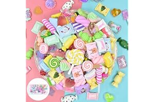 PLUTOCLUB 130PCS Slime Charms Mixed Kawaii Cute Set Resin Charms£¬Candy Resin Charms Flatback Slime Beads Making Supplies for DIY Craft, Scrapbooking, Hair Clip, etc