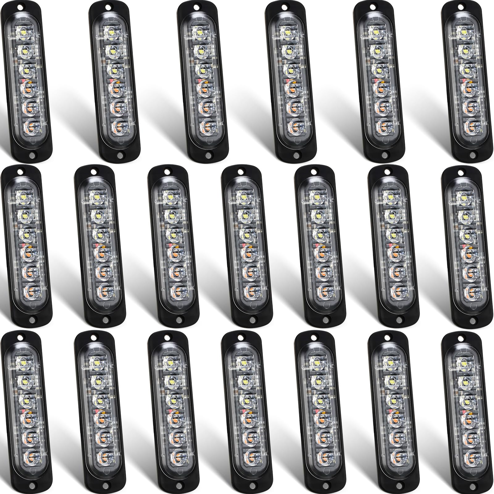 20 Pack LED Emergency Strobe Lights 6 LED Amber