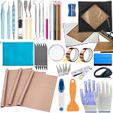 XEUZK Press Platen Wrap Cover Kit, 2 Heat Press Platen Wrap Cover (15Inch), 3Pack Teflon Sheet for Heat Press Heat Resistant Gloves with Silicone Bumps 2 Rolls Heat Resistant Tape &amp; Sublimation Pencil