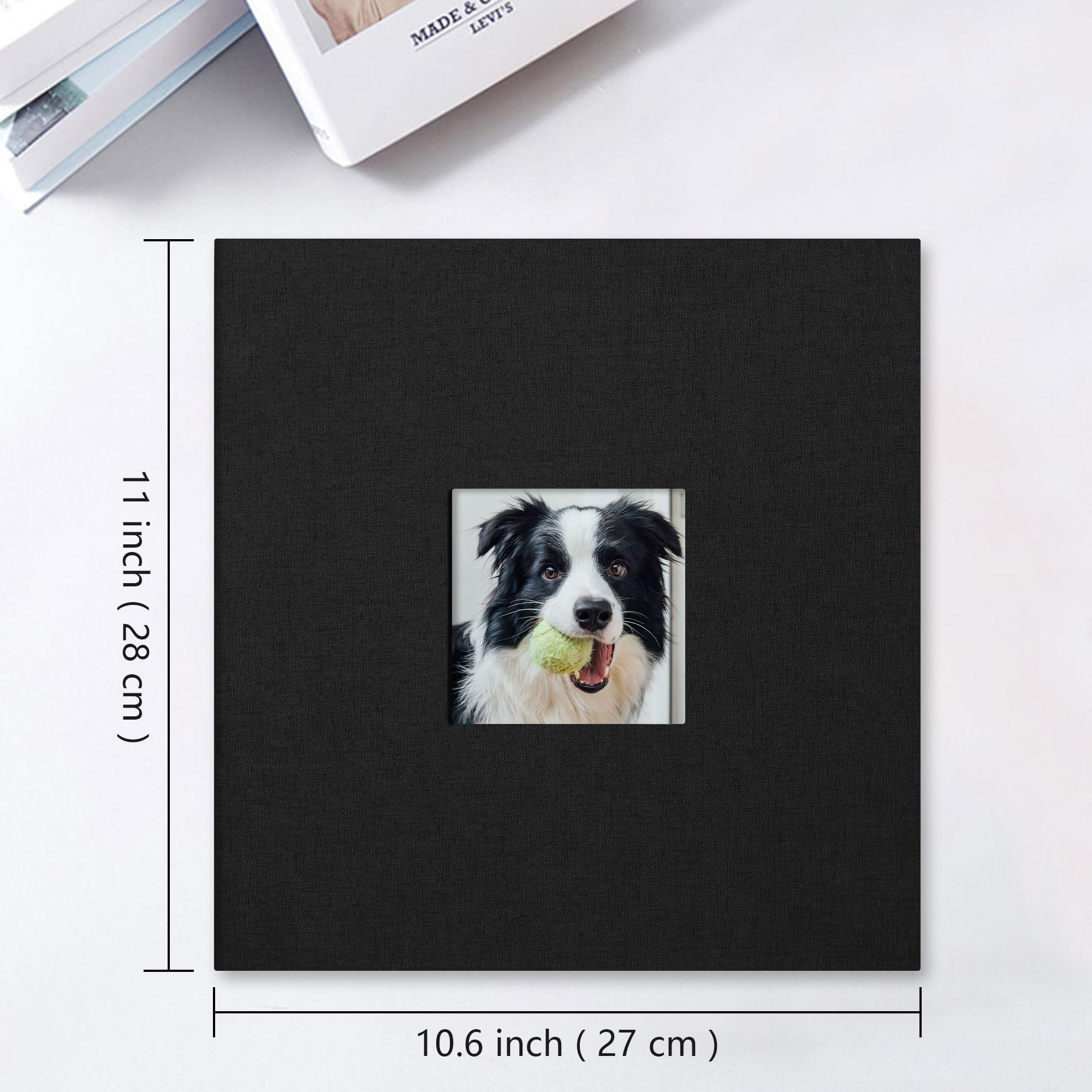 Vienrose Large Photo Album Self Adhesive for 4x6 8x10 Pictures Linen Scrapbook Album DIY 40 Blank Pages with A Metallic Pen