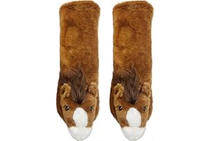 ooohyeah Kids’ Funny Fuzzy Animal Slipper Socks, Cute Soft Non-Slip Warm Socks for Girls & Boys, Size 1-5