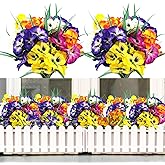 FOUSUKA 10 Bundles Artificial Pansy Flowers UV Resistant Plastic Plants Fake Silk Faux Flowers for Outdoor Planters Home Indoor Outside Garden Porch Window DIY Decoration (Multicolor)