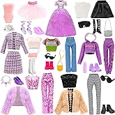 24 Pcs Doll Clothes & Accessories 8 Set Clothes Including Party Gown Chill Suits Casual Outfits Sport Wear Ballet Dresses for Doll with 8 Shoes 8 Accessories for 11.5 Inch Girl Dolls Storytelling Set