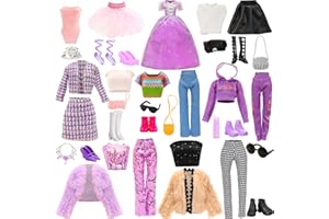 24 Pcs 11.5 Inch Girl Doll Clothes and Accessories Include 8 Set Outfits Elegant Suits 8 Pairs of Shoes and 8 Accessories for