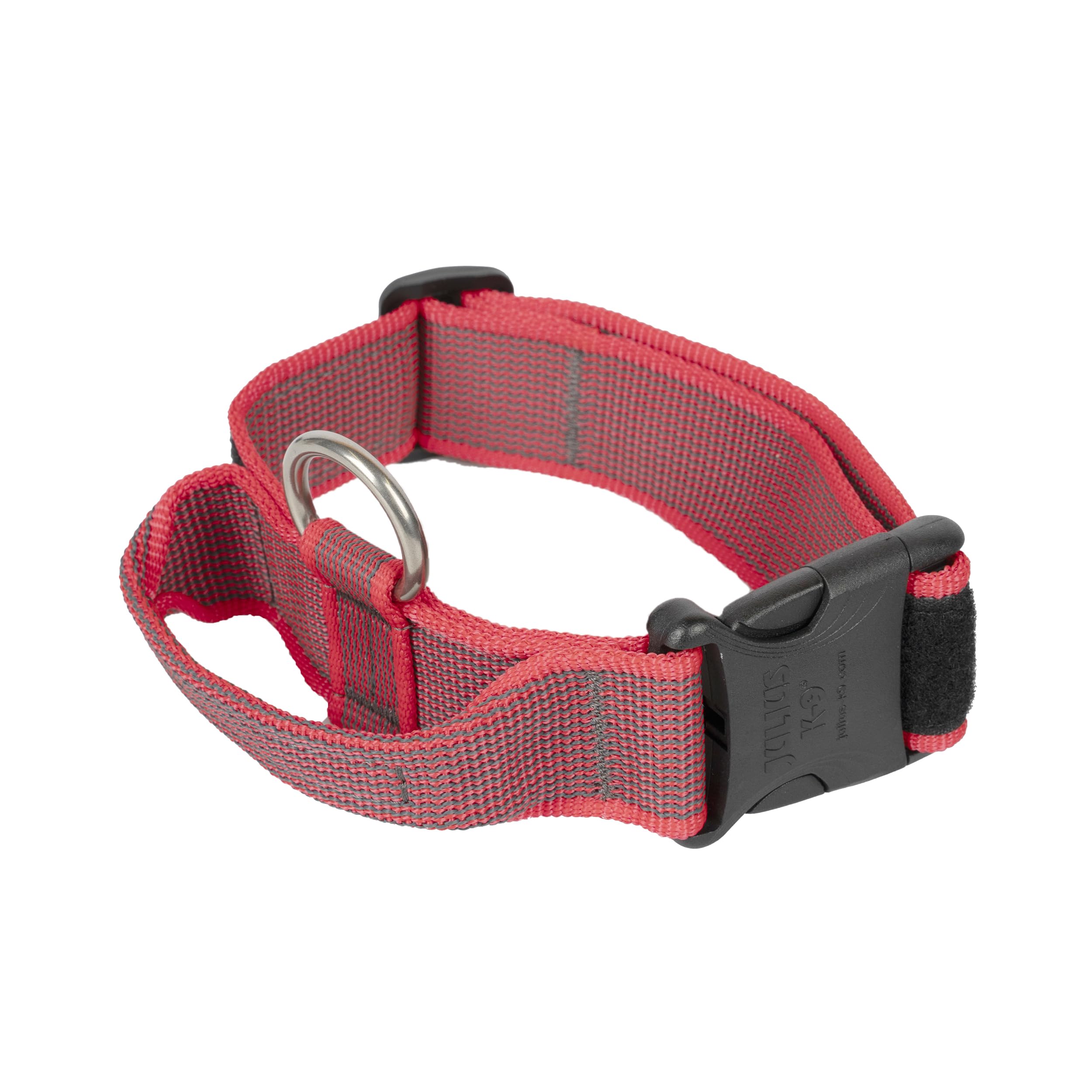 Julius-K9 Color and Gray Collar with Handle and Interchangeable Patch, 40 mm (38-53 cm), Red-Gray — image 1