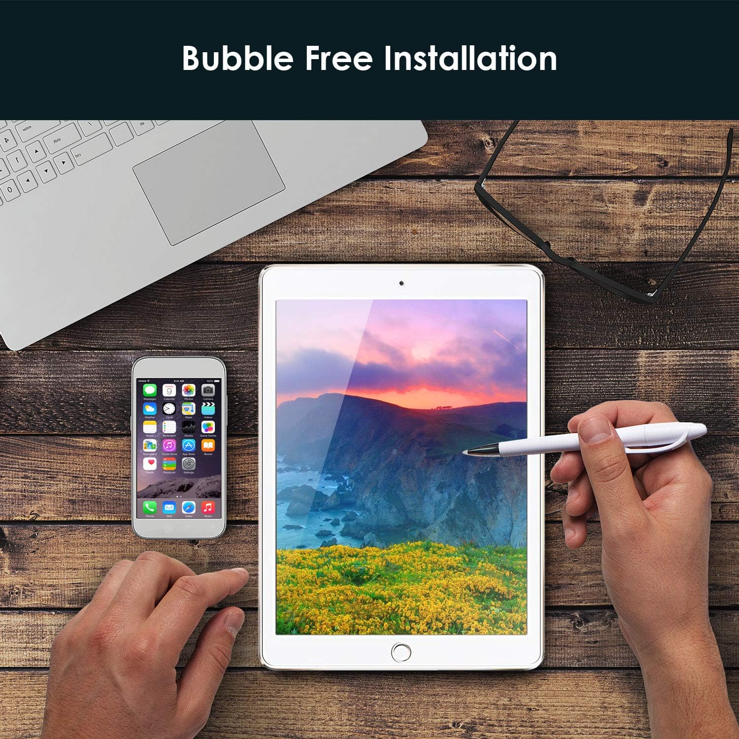 [2 Pack] iPad Air 2 / iPad Pro 9.7 / iPad Air/iPad 9.7 2017&2018 Screen Protector,DETUOSI iPad 9.7 Screen Protector,Clear High Definition Tempered Glass Screen Protector for iPad 9.7 inch (iPad 9.7): Computers & Accessories