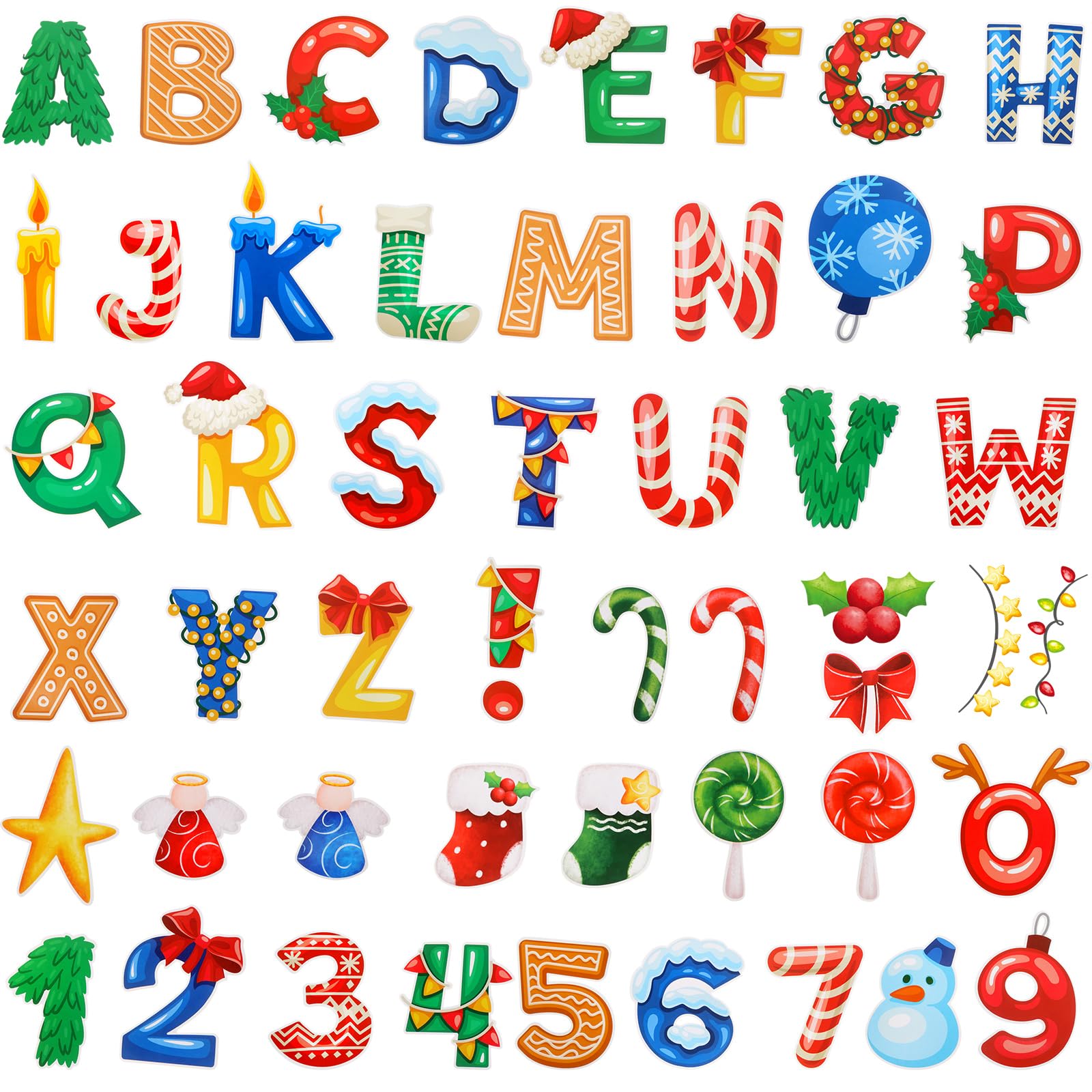 Photo 1 of 134 Pcs Christmas Letters Bulletin Board Decoration 5 Inch Christmas Letters Combo Set for Classroom Cardboard Alphabet Number Cutouts for Bulletin Board Home School Decor(Candy Style)