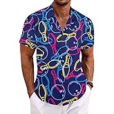 Mens Vintage Bowling Shirt Bowling Printed Hawaiian Shirt Bowling Lover Gift Bowler Button Down Short Sleeve Tee