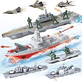 ZAKVENFUN Aircraft Carrier Toy Playset, Army Soldiers, Launch Battleship | Military Toy Set With 12 Pcs Green Army Men, 3 Yets Planes, 3 Toy Boat, Gifts for Toddler Kids Boys Ages 3 4 5 6 Years Old