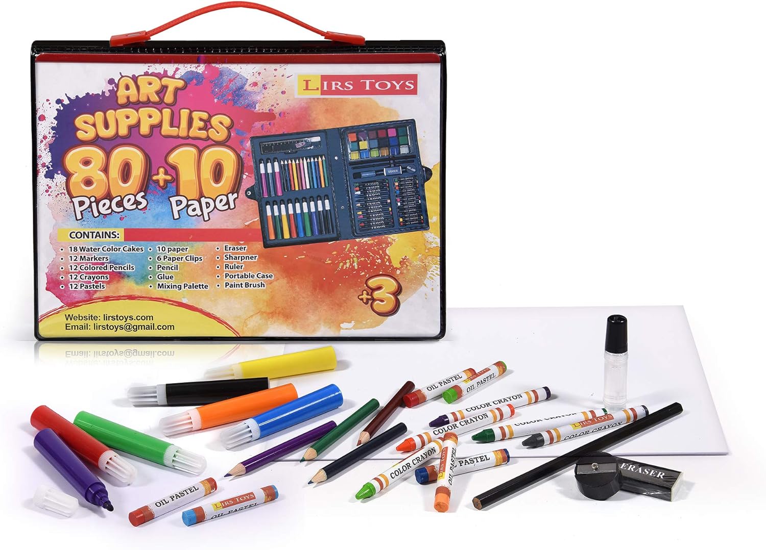 LIRS TOYS Art Set for Kids - 80 Pieces of Art Supplies | Drawing Painting and Coloring Set in a Strong and Portable Art Case | Excellent Gift for Boys and Girls - Includes Paper: Office Products