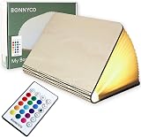 BONNYCO Led Book Light Wooden Folding Lamp with Remote 16 Colors Timer