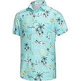 KYKU Men's Hawaiian Shirt Short Sleeve Button Down Casual Tropical Summer Beach Vacation Shirts with Pocket