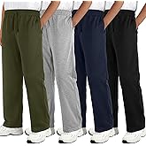 Aocku 4 Pack Boys Sweatpants Boys Athletic Joggers Pants Kids Youth Open Bottom Pants with Pockets Drawstring