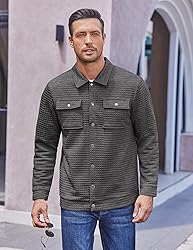 COOFANDY Men Jacket Casual Quilted Shirt Jackets