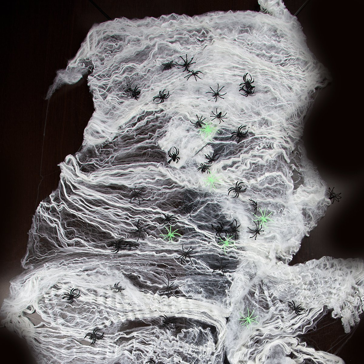 Almatess Halloween Decorations 60 Pcs 5 Different Spiders with 120g Halloween Spider Web Spider Cobweb for Halloween Decoration