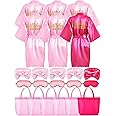 Sintuff 24 Pcs Kids Spa Party Supplies for Girls 6 Spa Party Robes 6 Tote Bags 6 Headbands 6 Eye Masks(Size 10,Rose Red Birthday)