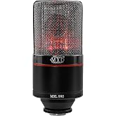 MXL 990 Condenser Microphone - Blaze | Microphone for Podcasting, Singing, Home Studio Recording, Gaming &amp; Streaming - Red LED Lights - XLR - Large Diaphragm