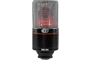 MXL 990 Condenser Microphone for Podcasting, Singing, Home Studio Recording, Gaming & Streaming | Red LED lights | XLR | Large Diaphragm (Blaze)