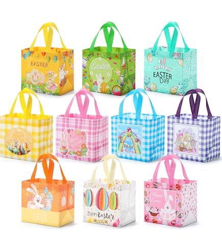 PARSUP 3-Pack Easter Gift Bags With Handles - Felt Tote Bags For Egg Hunt, Party Favors, And Easter Treats