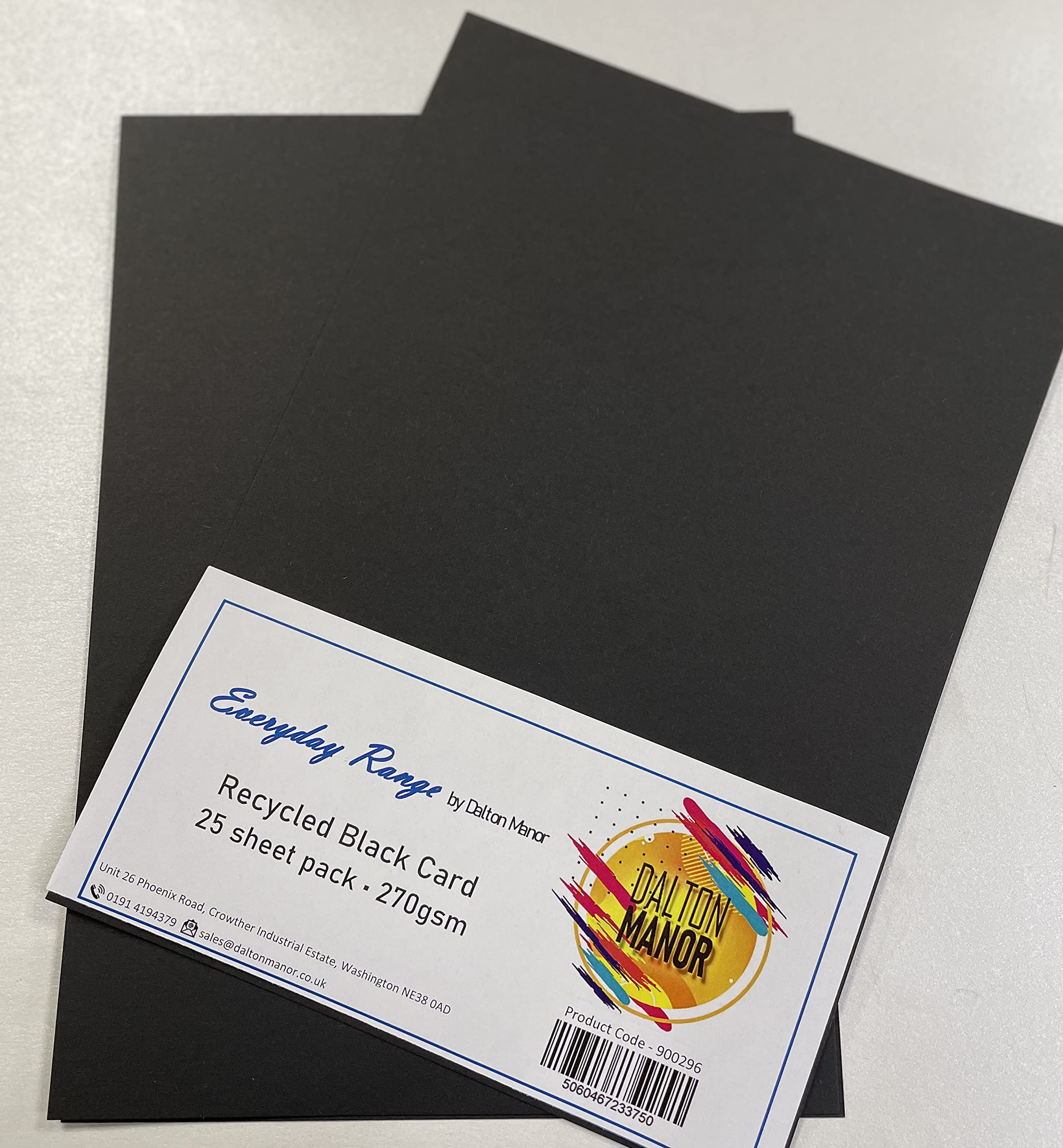 DALTON MANOR A4 BLACK CARD 270GSM RECYCLED 25 SHEET PACK