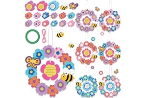 Engrowtic 24 Sets Mother's Day Wreath Craft Kit for Kids Mothers Day DIY Bee Pattern Crafts Bulk Mothers Day Craft Projects Gifts for Christian Sunday School Classroom Home Activities