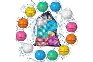 MAGICYOYO 12PCS Reusable Water Balloons - Quick Fill & Self Sealing Summer Pool Toys for Kids Ages 3-12, Fun Outdoor Water Games for Boys & Girls, Beach Party Splash Ball Set (Multicolor)
