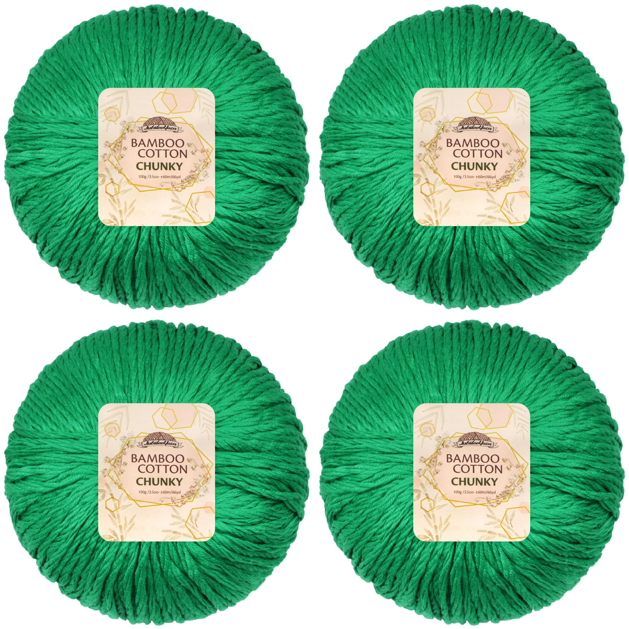 JubileeYarn Bamboo Cotton Chunky Yarn - 100g/Ball - Pine Needle - 4 Balls
