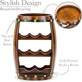 CHRISTOW Wooden Wine Rack Barrel Freestanding 8 Bottle Oak Effect 50cm view 5