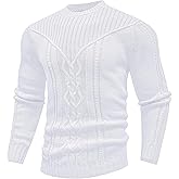 SAVKOOV Men's Pullover Long Sleeve Crewneck Knitted Sweater