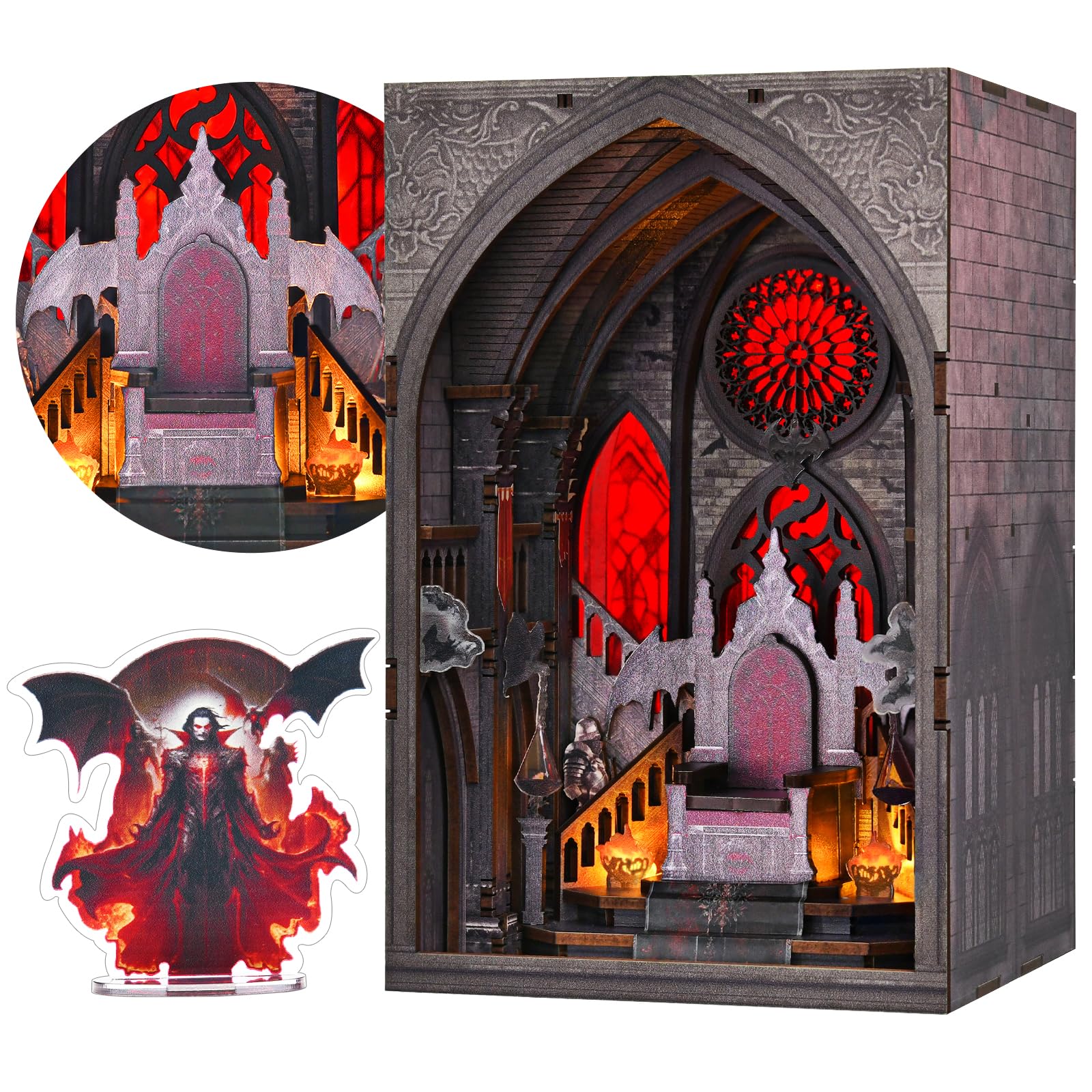 MiniCity Book Nook Kit, DIY Miniature Dollhouse Kit Booknook Kit for Adults and Teens，3D Wooden Book Shelf Decoration for Family and Friends，Bookshelf Decor in Halloween/Christma (Throne Of Blood) — image 1