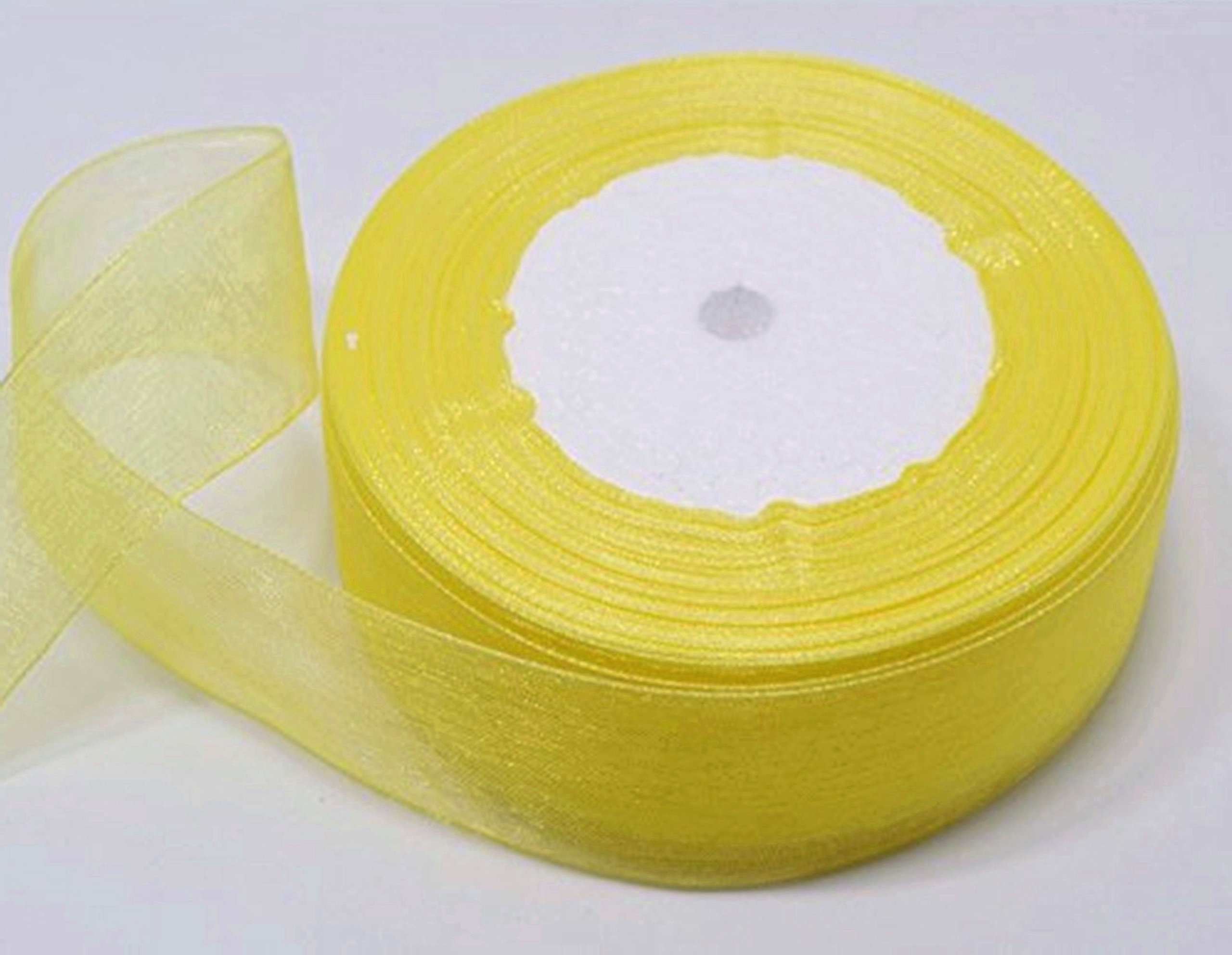 Organza Ribbon.Scrapbooking, Gift Wrapping, Home Deco. 46 Meters / 50 Yards s (25mm, Yellow)
