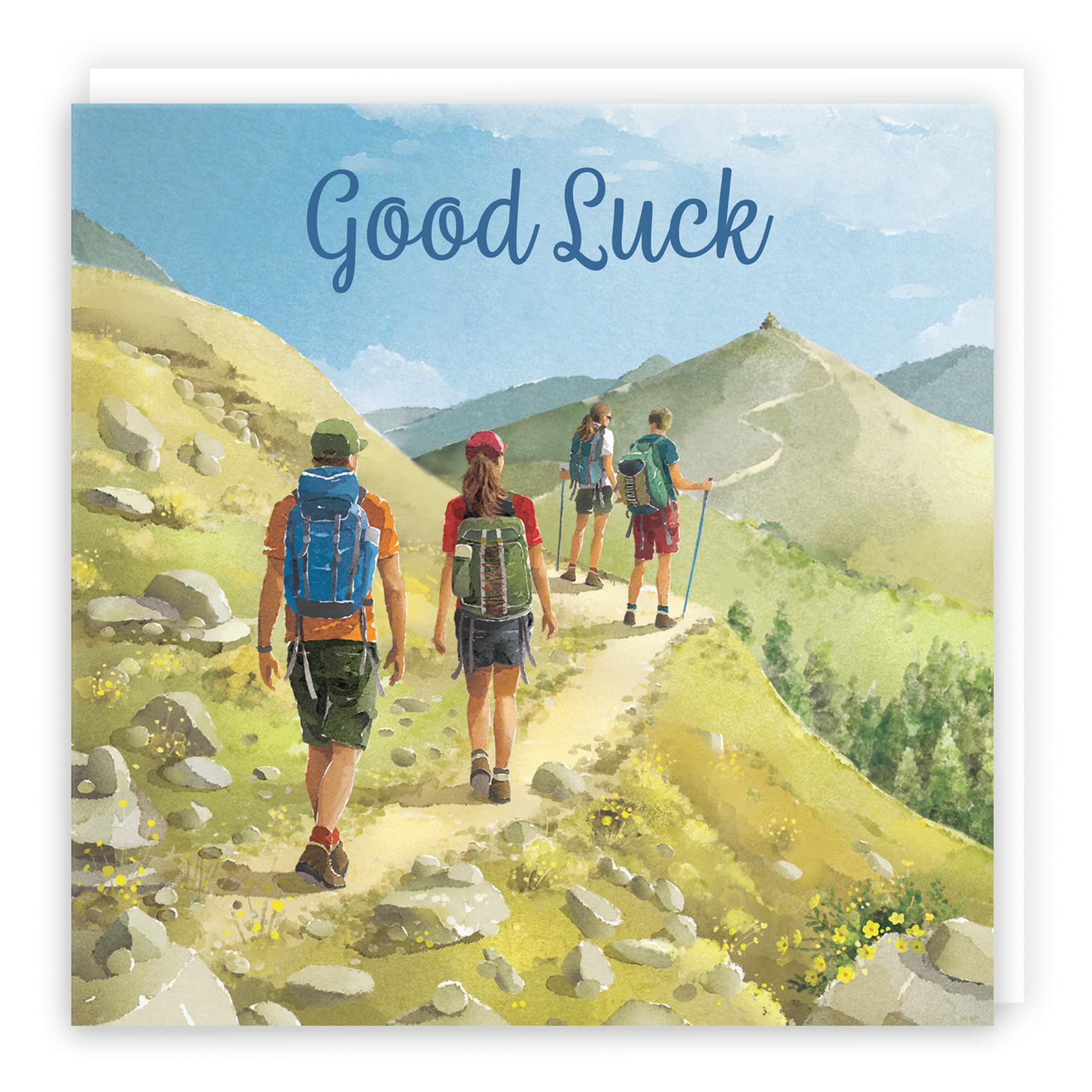 Hunts England - Walking Good Luck Card For Him, Her - Milo's Gallery - Walkers Card For Hiking Fans - Good Luck Card For Exams, Driving Test, New Job, Travelling, Moving, etc.