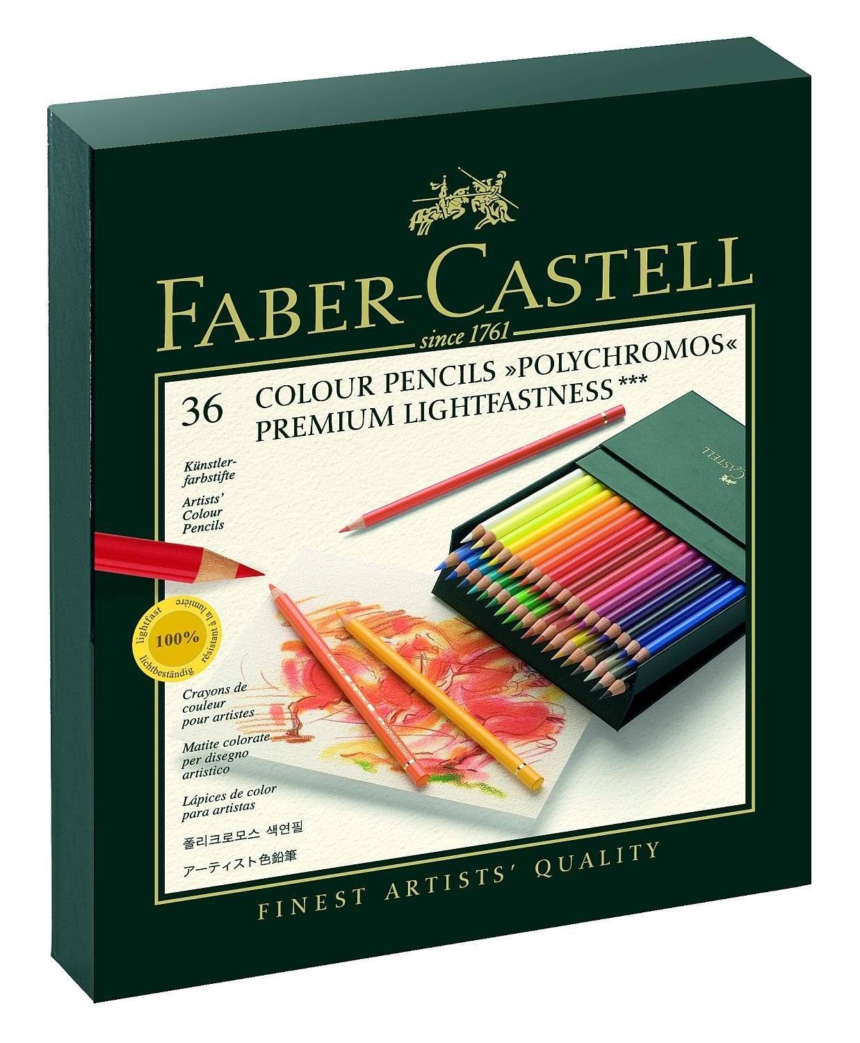 Faber-Castell 110024 24 Polychromos artist's coloured pencils in metal case, Einzeln, 36er Atelierbox, 1