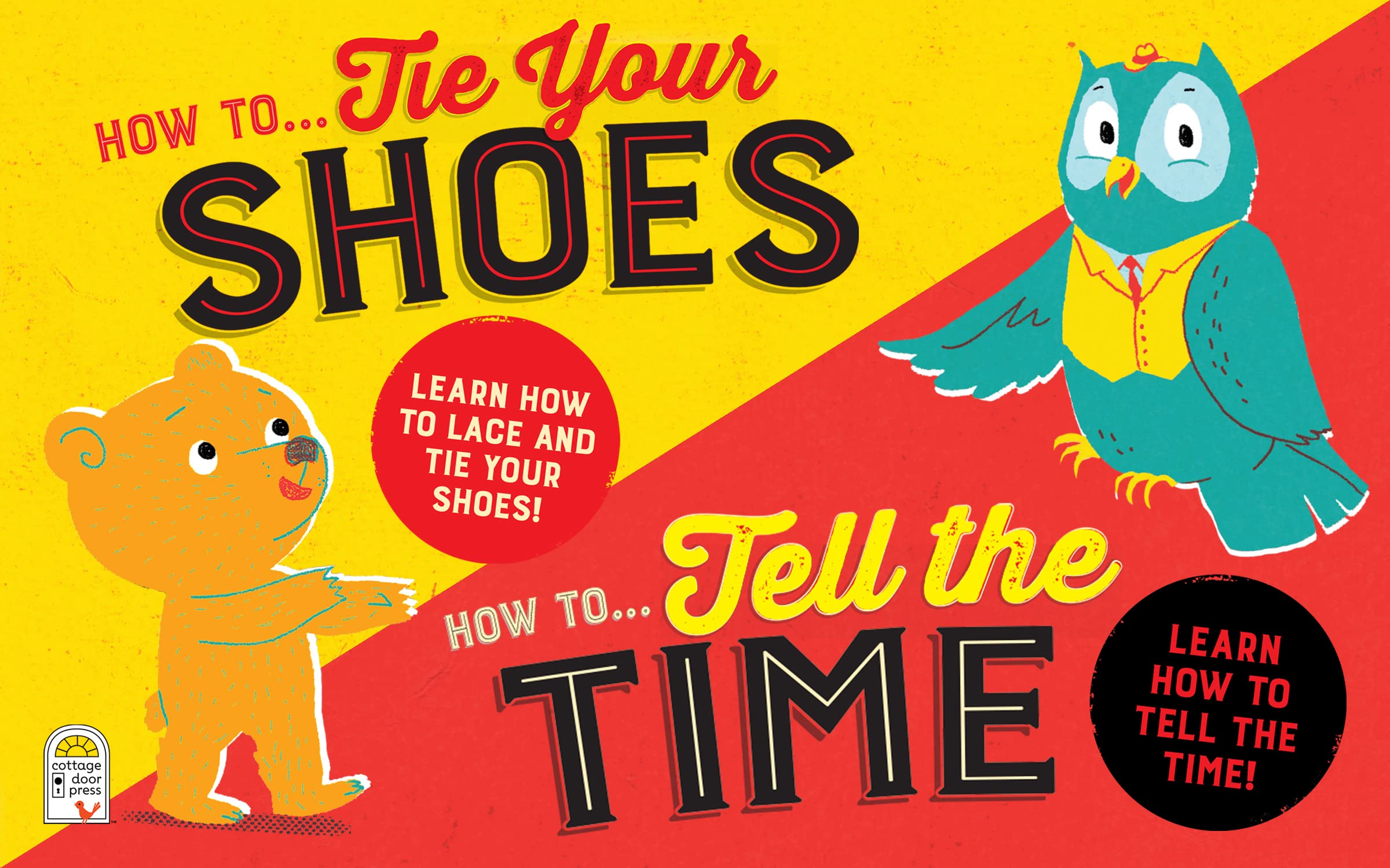 2-Pack How To... Board Books - How to Tie Your Shoes & How To Tell Time, Interactive Educational Bundled Set, Ages 3-9