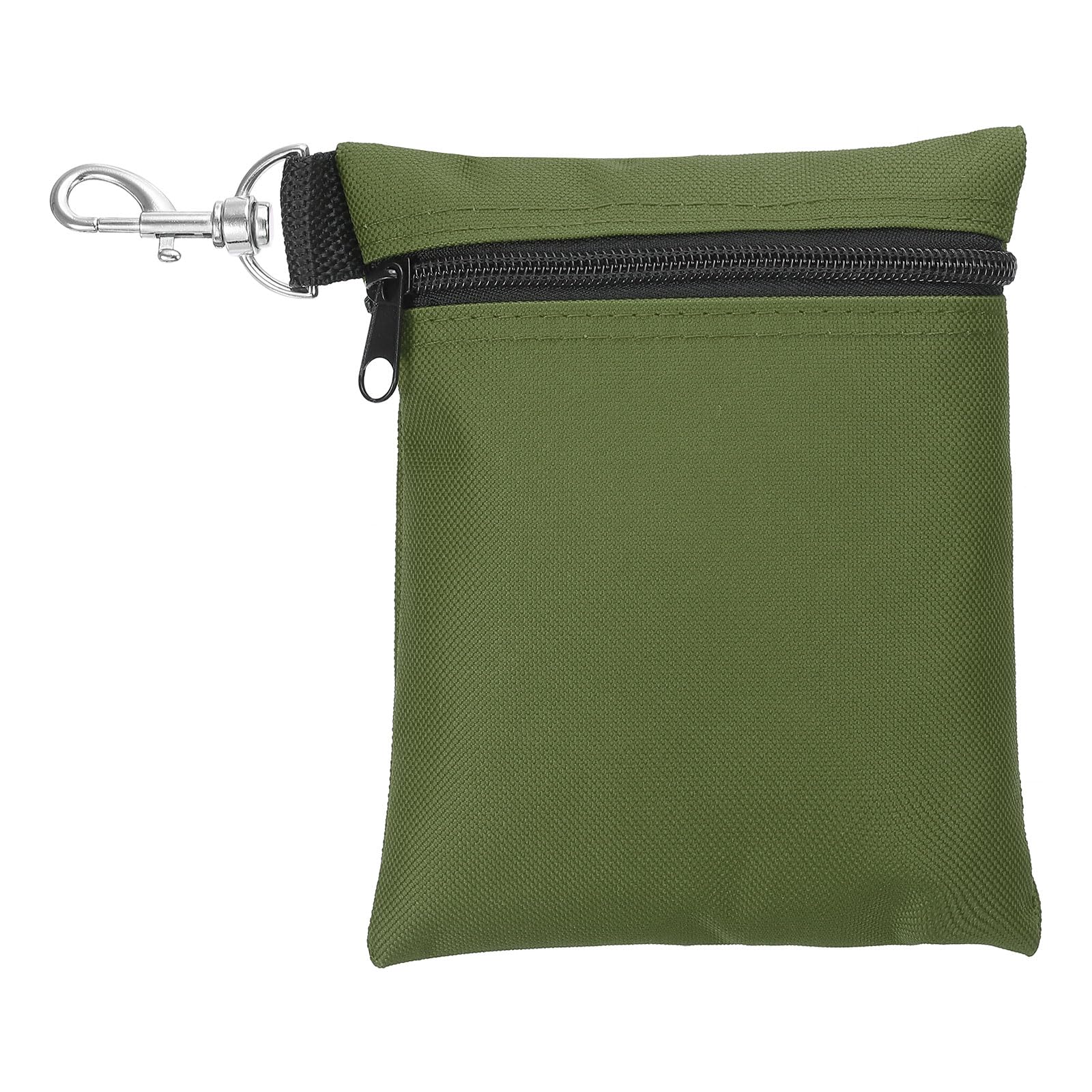 PATIKIL Golf Tee Pouch 6.7x5.5 Inch, Zipper Golf Ball Bag with Metal Lobster Claw Clip for Men Women Valuables Holder, Army Green