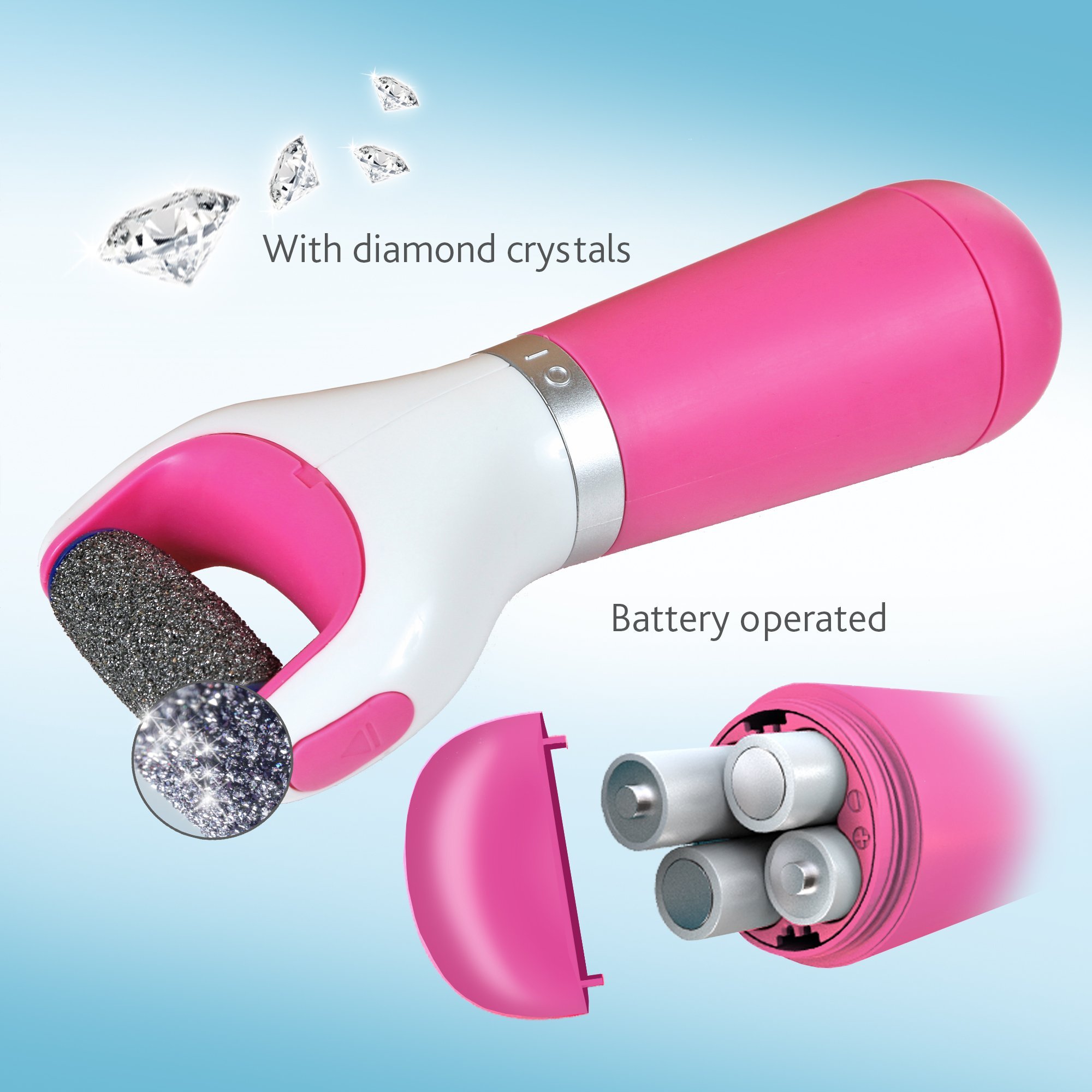 Amope Pedi Perfect Electronic Foot File, DualSpeed Callus Remover (with Diamond Crystals) for