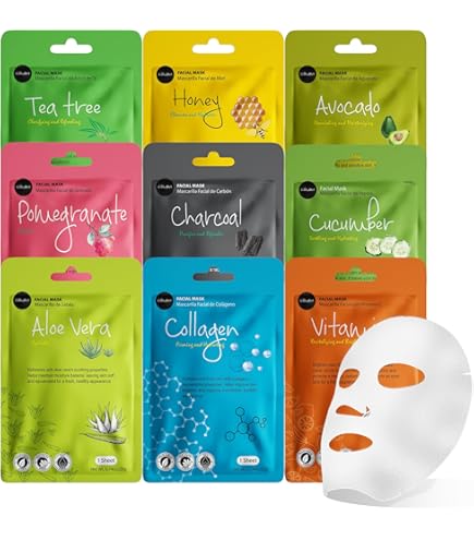 Amazon.com : Pure mind face Essence sheet for skin care,6 combo