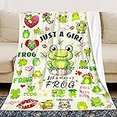 WENNGNGT Cute Frog Blanket Gifts for Girls Kids, Unique Animal Throw Blanket Gift for Frog Lovers, Funny Cozy Warm Comfy Flannel Throws Blankets for Couch Sofa Bedroom Living Room 60"x50"