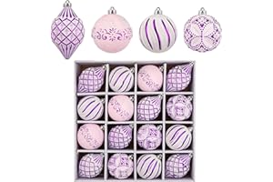 Arborus 16pcs Christams Ornaments Balls for Christmas Trees Decorations, Purple Christmas Balls for Home Decor Indoor