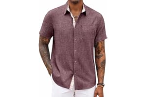 COOFANDY Men's Button Down Shirts Short Sleeve Casual Shirts Summer Beach Shirts Vacation Wedding Shirts with Pocket
