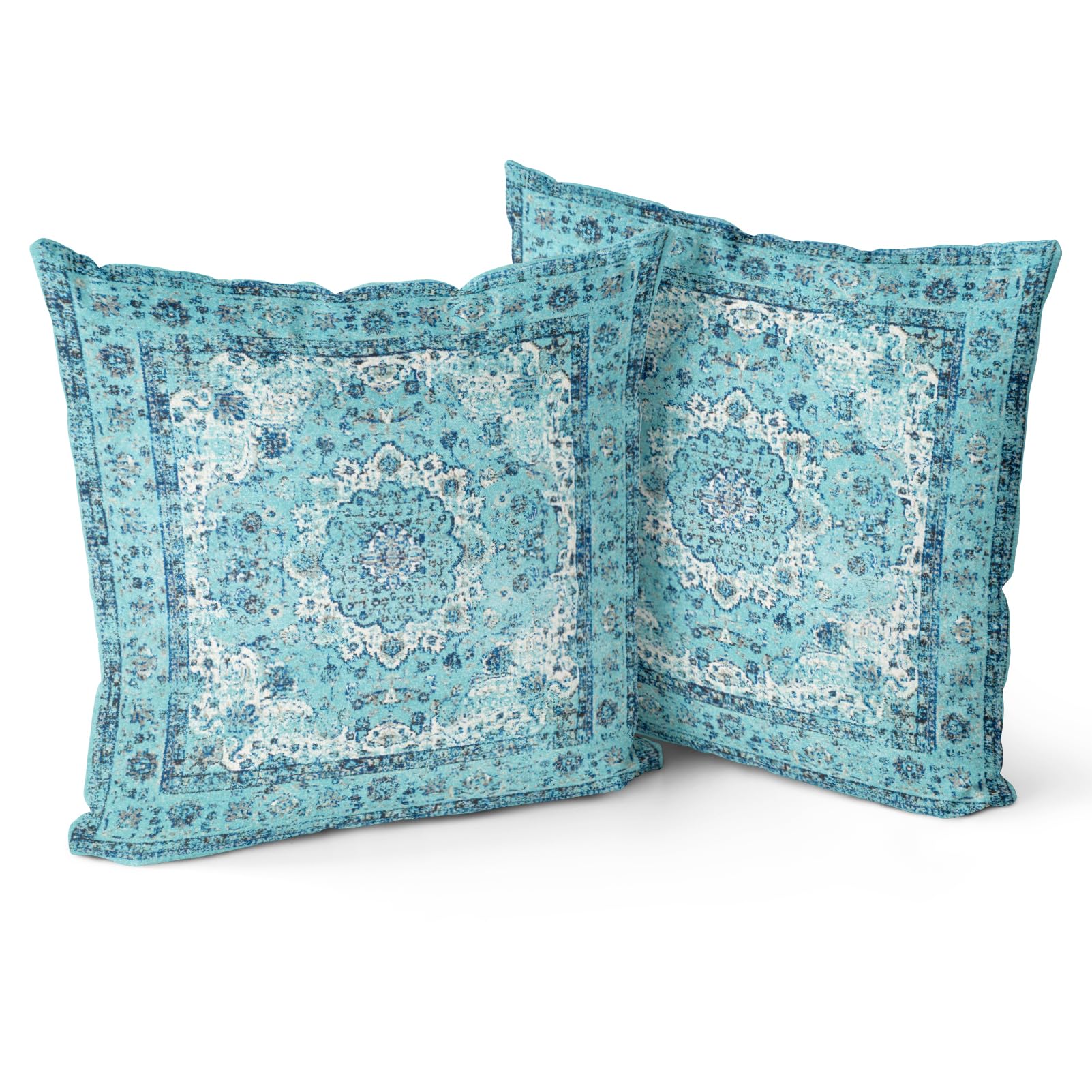 Snylcce Boho Throw Pillow Covers Set of 2 Deep sky Antique & Vintage Design, Double-Sided Pattern - 45x45 cm Soft Cushion Covers for Garden Couch, Sofa, Bed - Decorative 18x18 Inch Pillowcases