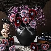 Giegxin 28 Pcs Halloween Flowers Decorations 12 Halloween Eyeball Flowers Artificial Rose Floral with Eyeballs 16 Artificial Glitter Branches Floral Picks Decorative Twigs for Home Indoor Table Vase