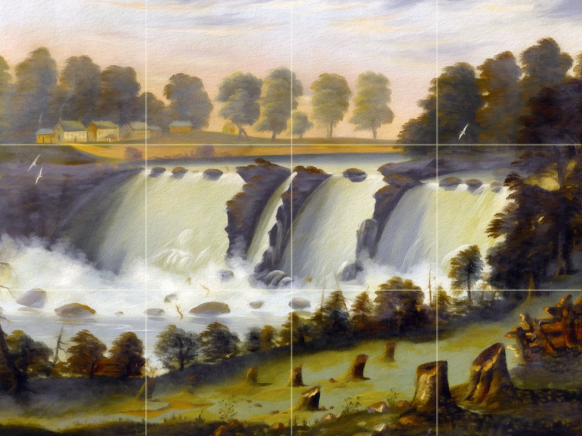 THE GENNESEE FALLS AT ROCHESTER T. Chambers Tile Mural Backsplash Marble Ceramic - Picture 10 of 14