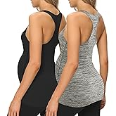 fitglam Women's Maternity Tank Tops Workout Active Athletic Yoga Sleeveless Shirts Pregnancy Racerback Activewear Clothes